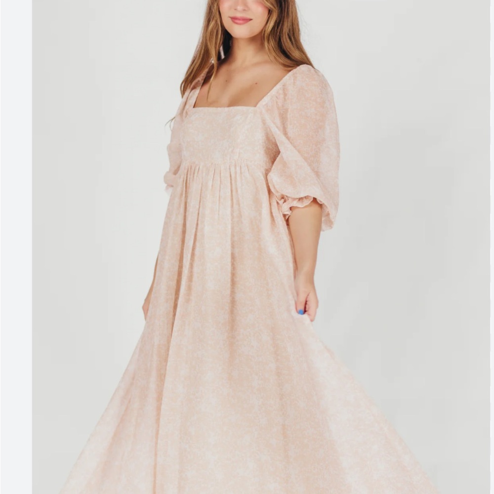 Mona Maxi Dress with Smocking in Light Peach - worth collective